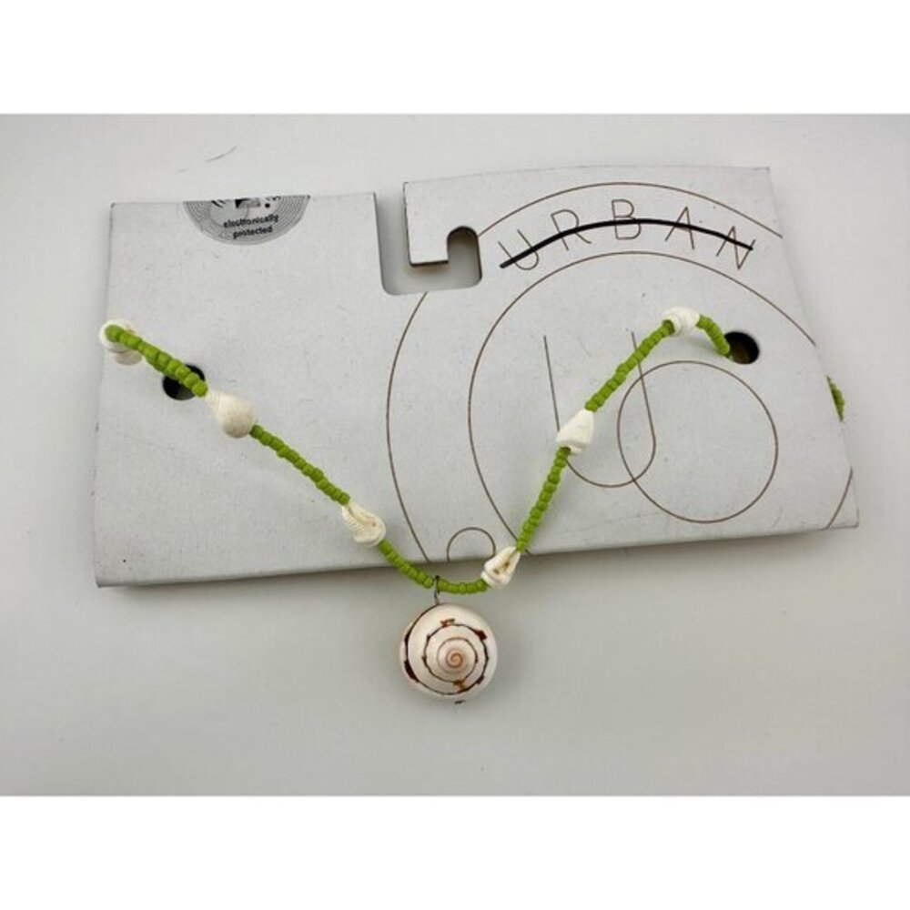 Urban Outfitters Green & Shell Beaded Boho Necklace
